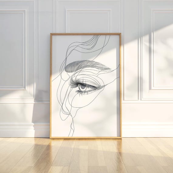 Abstract Minimalist Woman Eye Face Portrait Line Art Pencil Sketch Draw Wall Print Poster Modern Home Decor