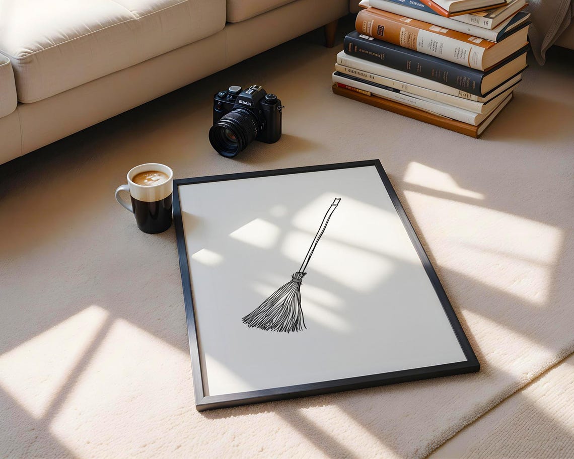 Minimalist Witch Broomstick Line Art Spooky Halloween Poster - Image 5