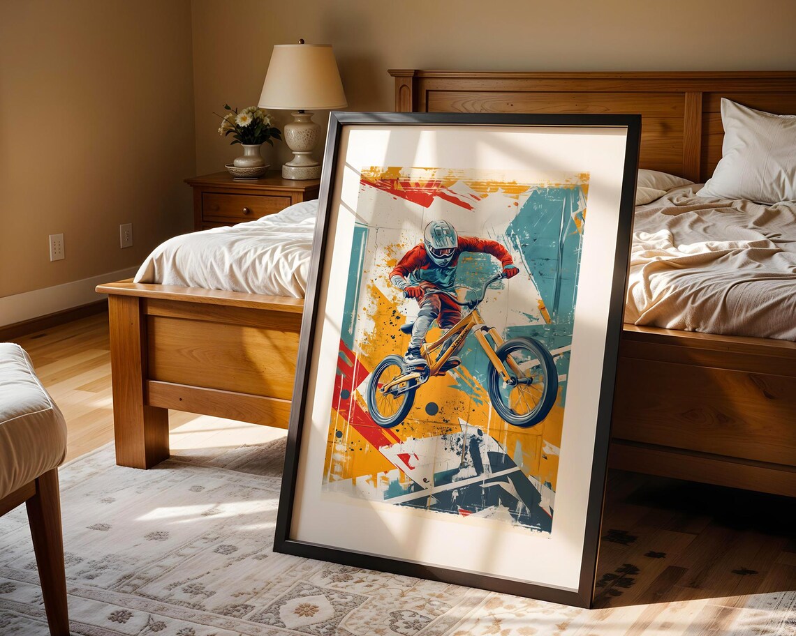 BMX Rider Jumping Trick Bold Graffiti Urban Sports Street Poster - Image 4