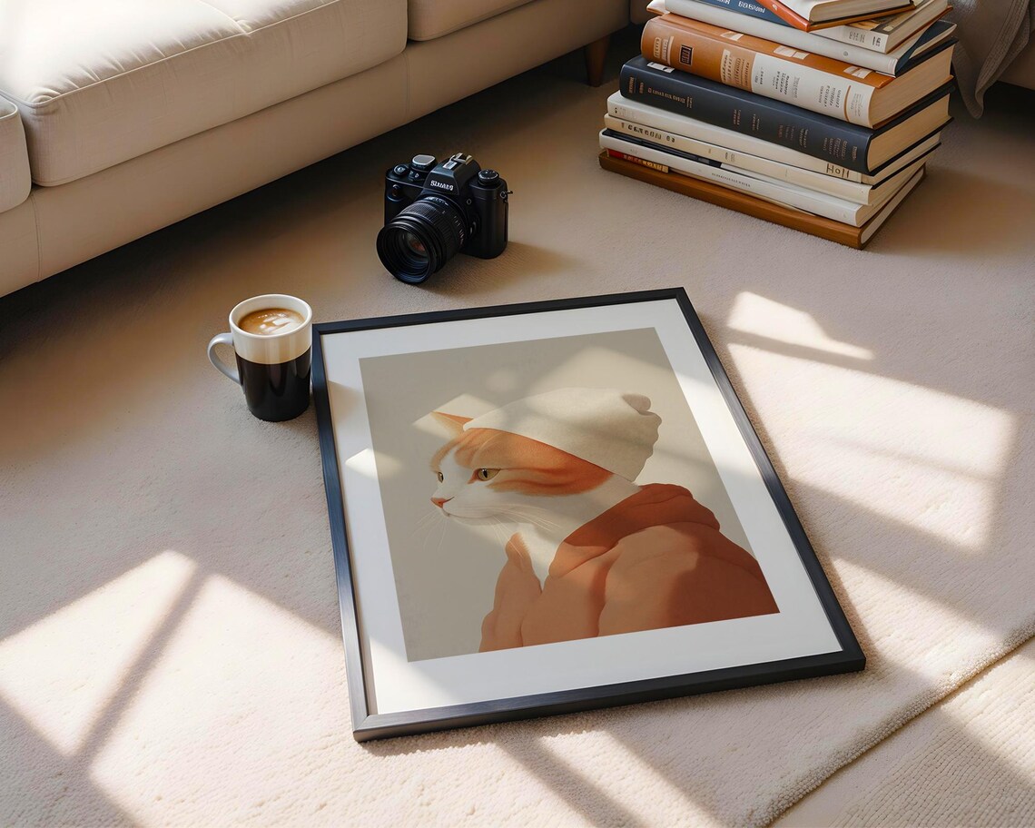 Funny Orange Cat In Beanie And Sweater Realistic Pet Portrait Poster - Image 5