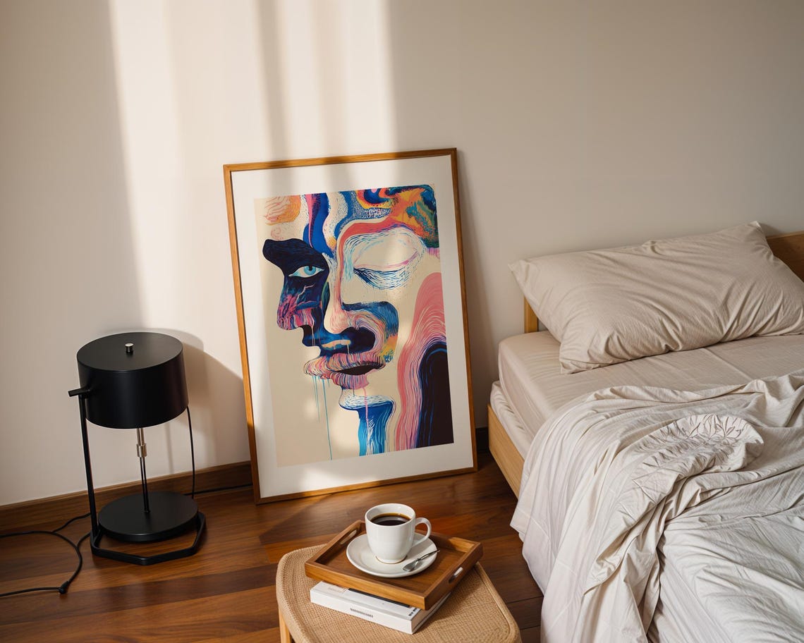 Colorful Abstract Melting Face Psychedelic Surreal Portrait Poster - Image 3