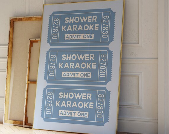 Shower Karaoke Ticket Retro Bathroom Humor Poster