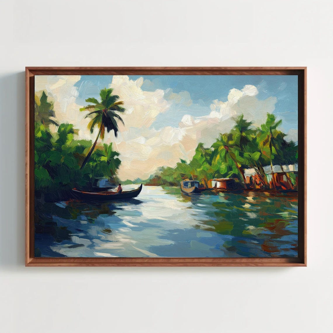 Kerala Backwaters Painting Kerala Oil Painting South Indian Painting Print Framed Indian Decor For Living Room Bedroom Office