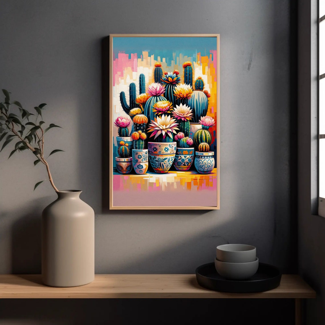 Colorful Cactus Garden In Decorative Pots Vibrant Mexican Poster - Image 5