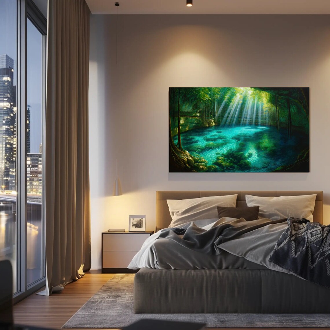 Hidden Turquoise Cenote Pool With Shafts of Jungle Sunlight Poster - Image 5