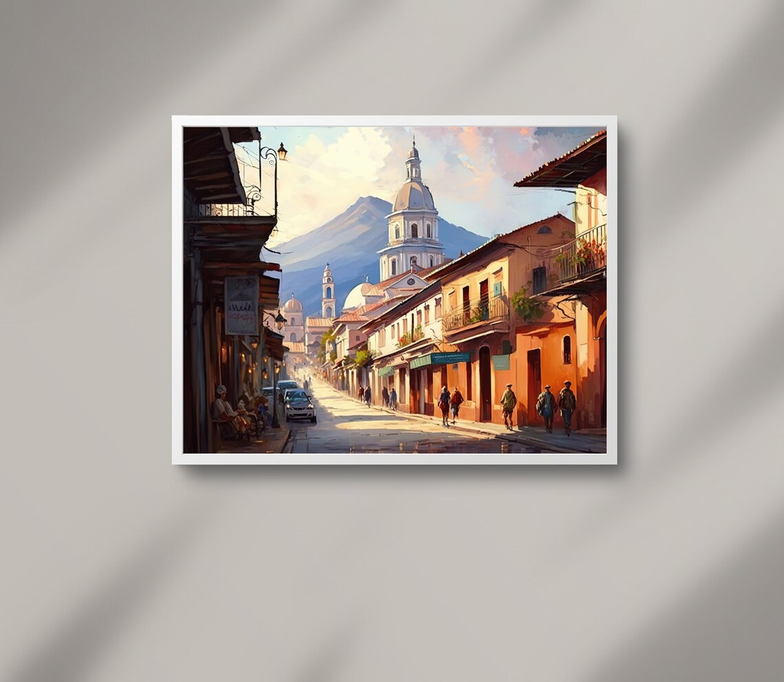Guatemala Town Landscape Painting Guatemala Art Guatemala Art Guatemala Travel Print Caribbean Travel Print Guatemala Wall Decor - Image 3