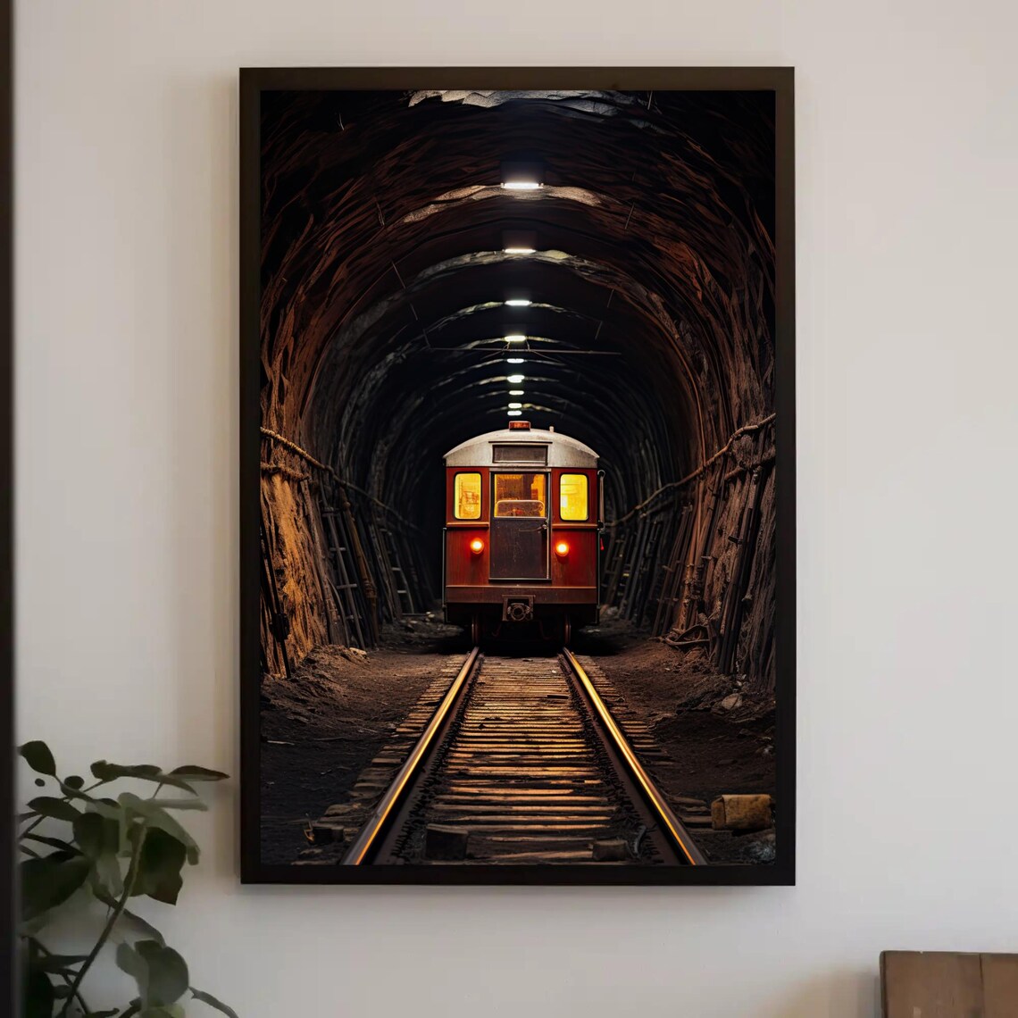Metro in a Tunnel Vertical Train Wall Art Print