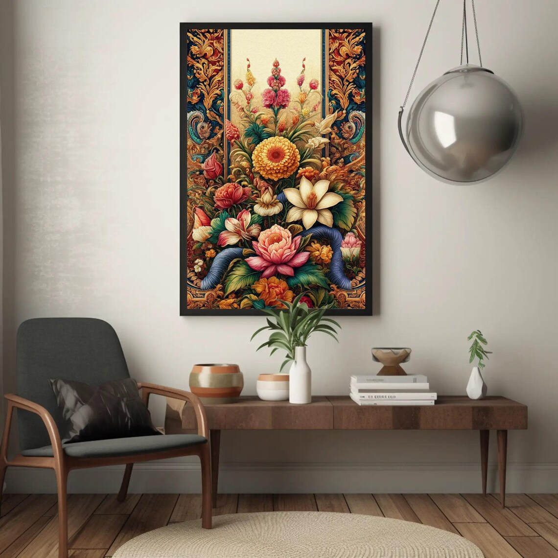 Royal Baroque Floral Arrangement Ornate Flower Oil Painting Poster - Image 2