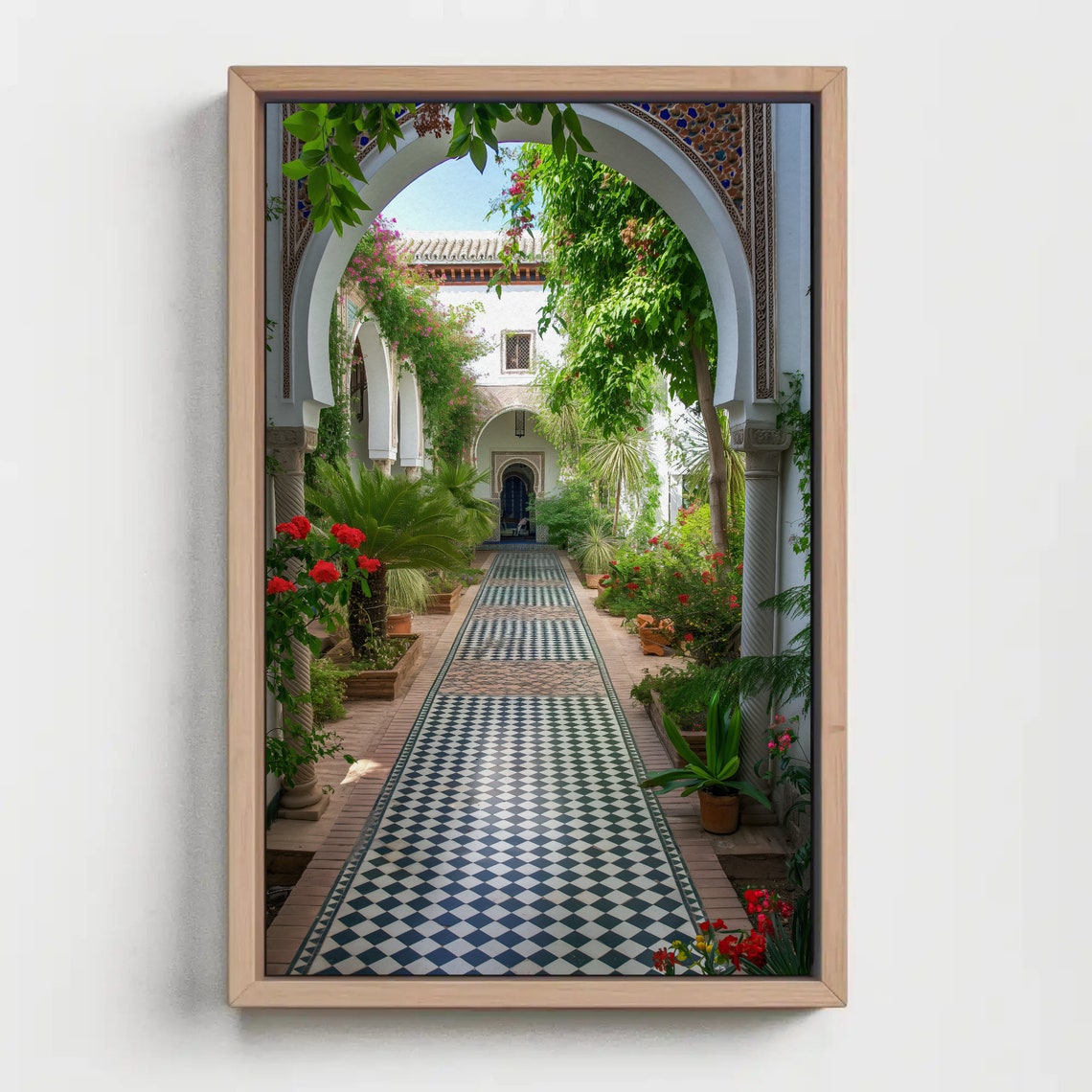 Moroccan Courtyard Garden Arched Tiled Path Photo Art Poster - Image 3