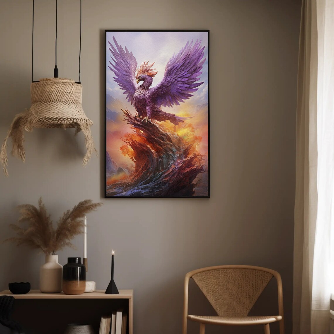 Amethyst Phoenix Rising From Ashes, Fantasy Art - Image 2