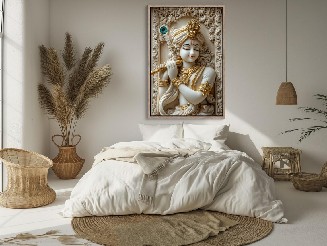 Krishna 3D Illusion Print, Hindu Spiritual Art Print - Image 4