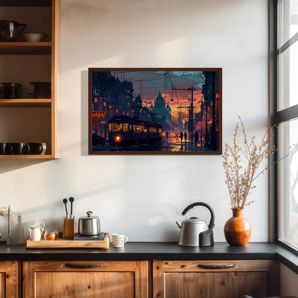 Kolkata Evening Tram Sunset Victoria Memorial Cityscape Poster - Image 2
