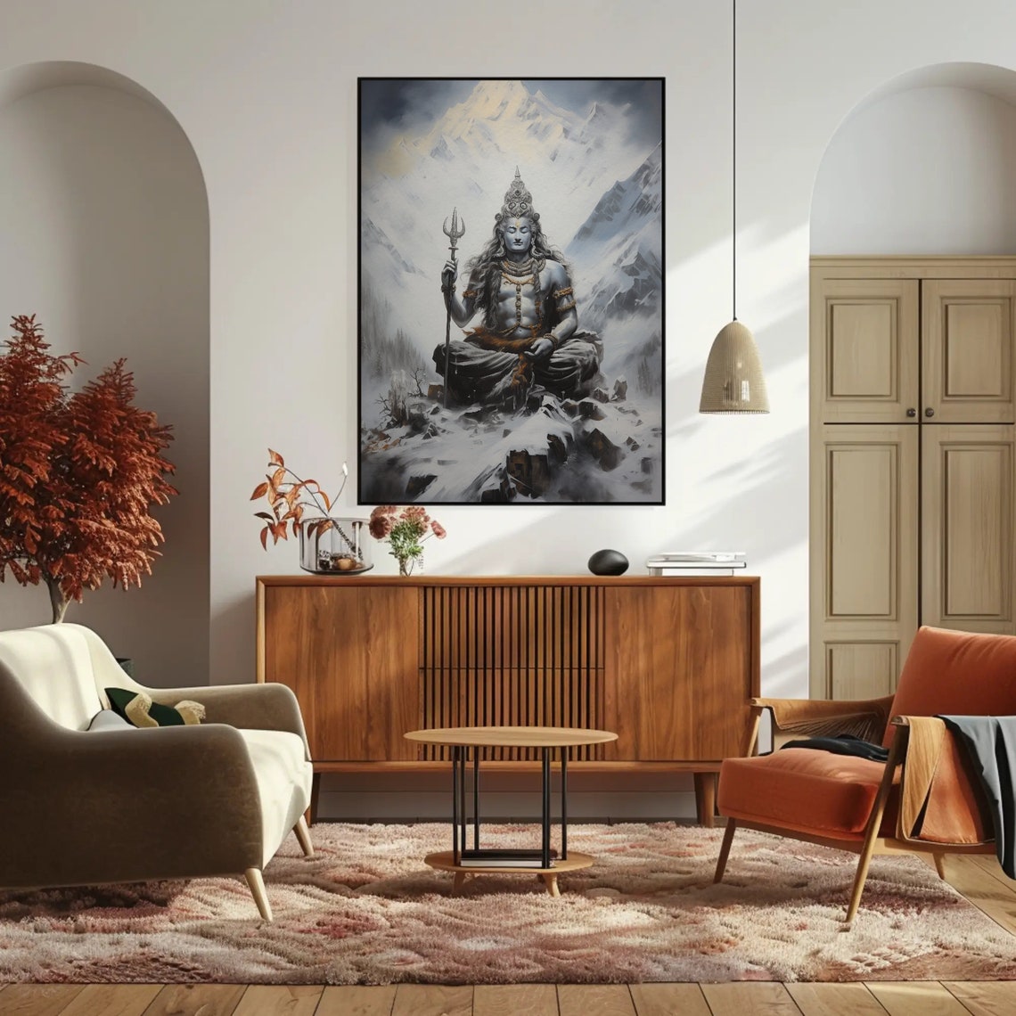 Shiva Meditating On Peak Of Kailash Parvat Himalayas Mountain Painting Hindu Wall Art Indian Deity Art Shivji Painting Spiritual - Image 5