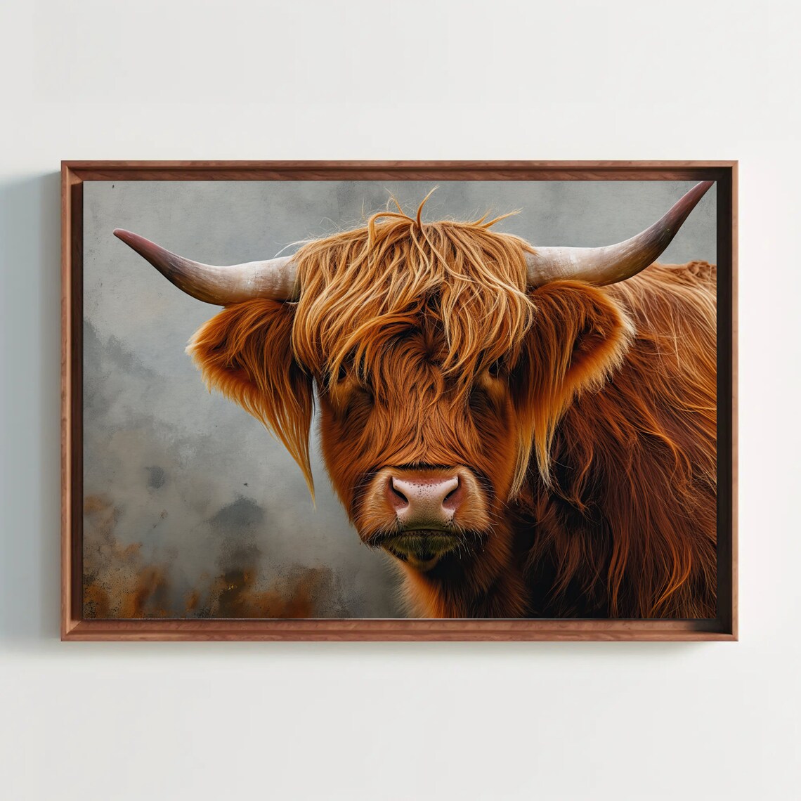 Highland Cow Close-Up Portrait Rustic Farmhouse Decor Wall Art - Image 2