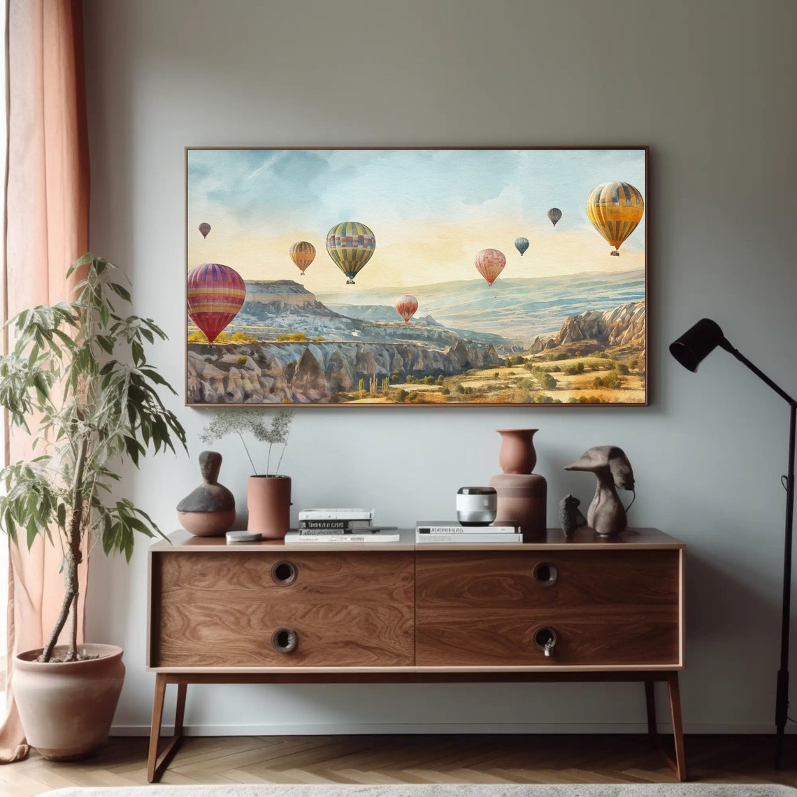 Cappadocia Hot Air Balloons Sunrise Watercolor Landscape Poster - Image 5