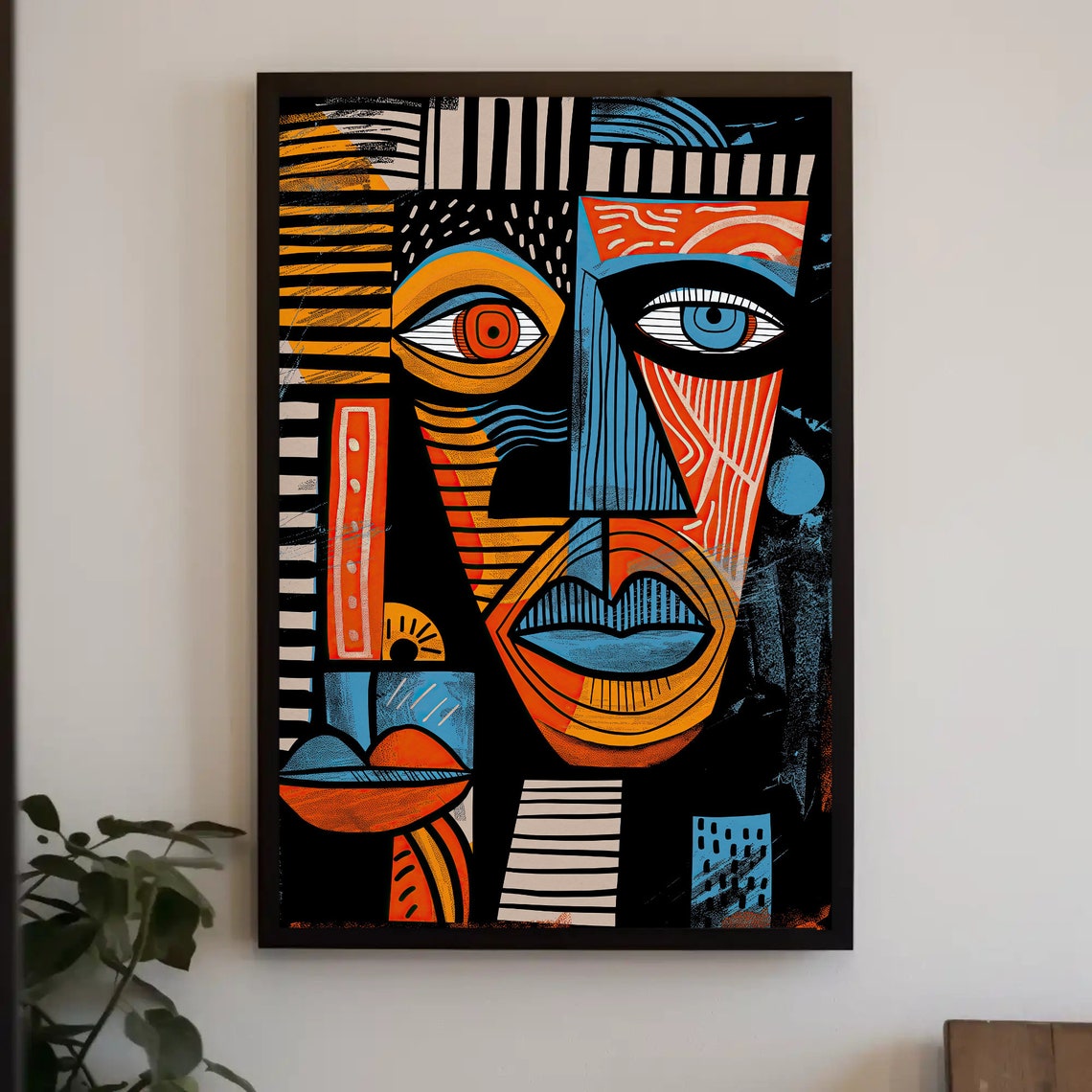 African Inspired Abstract Tribal Face Colorful Mask Artwork Poster