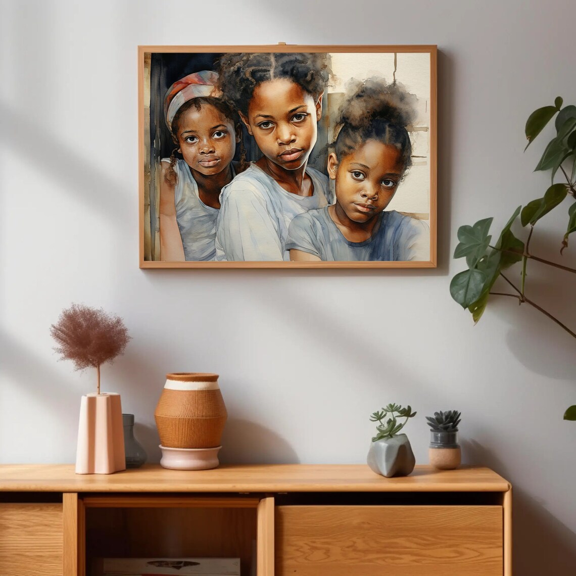 Three African Girls Watercolor Art Print, African Home Decor - Image 5
