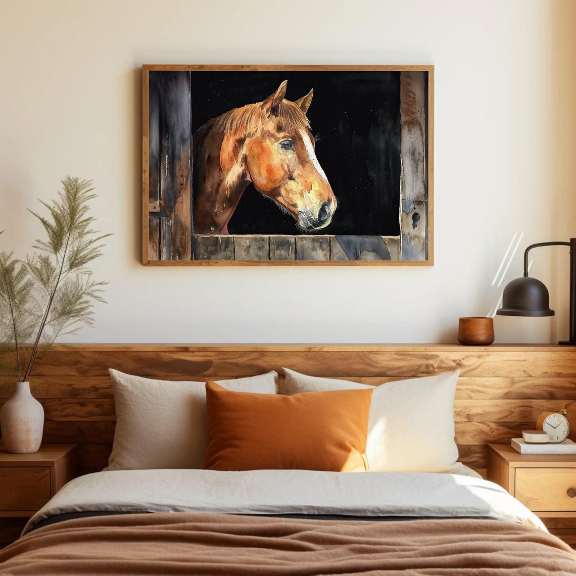 Chestnut Horse Looking Out Of Stable Watercolor Rustic Equine Poster - Image 5