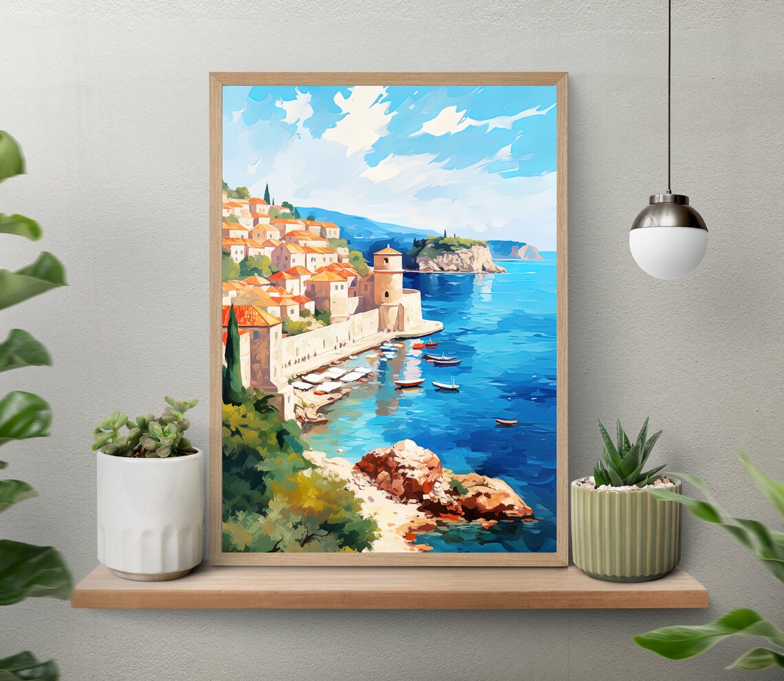 Dubrovnik Old Town City Walls Orange Rooftops Sea View Travel Poster - Image 5