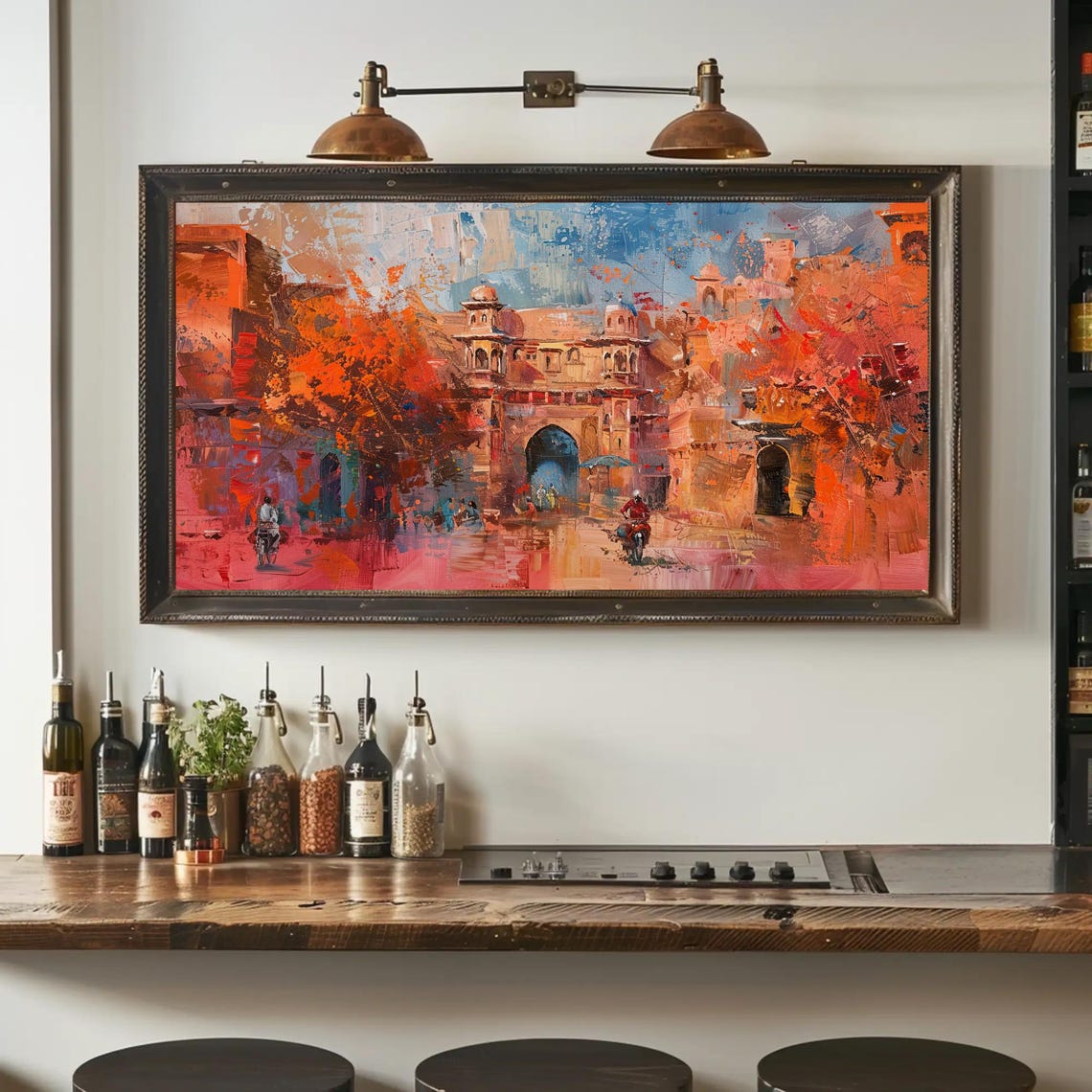 Jaipur Abstract Orange Cityscape With Ancient Stone Archway Poster - Image 5