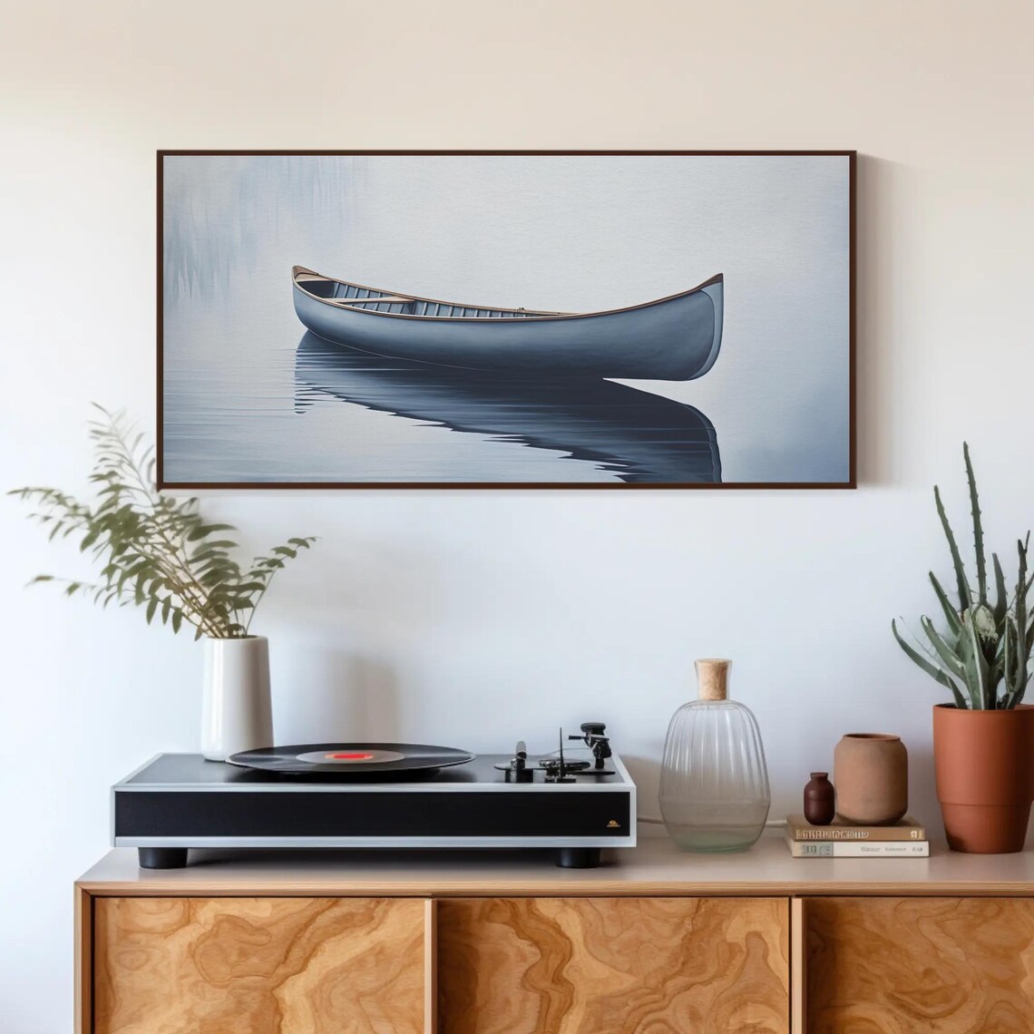Canoe In Still Water, Lake House Nautical Art Print - Image 3