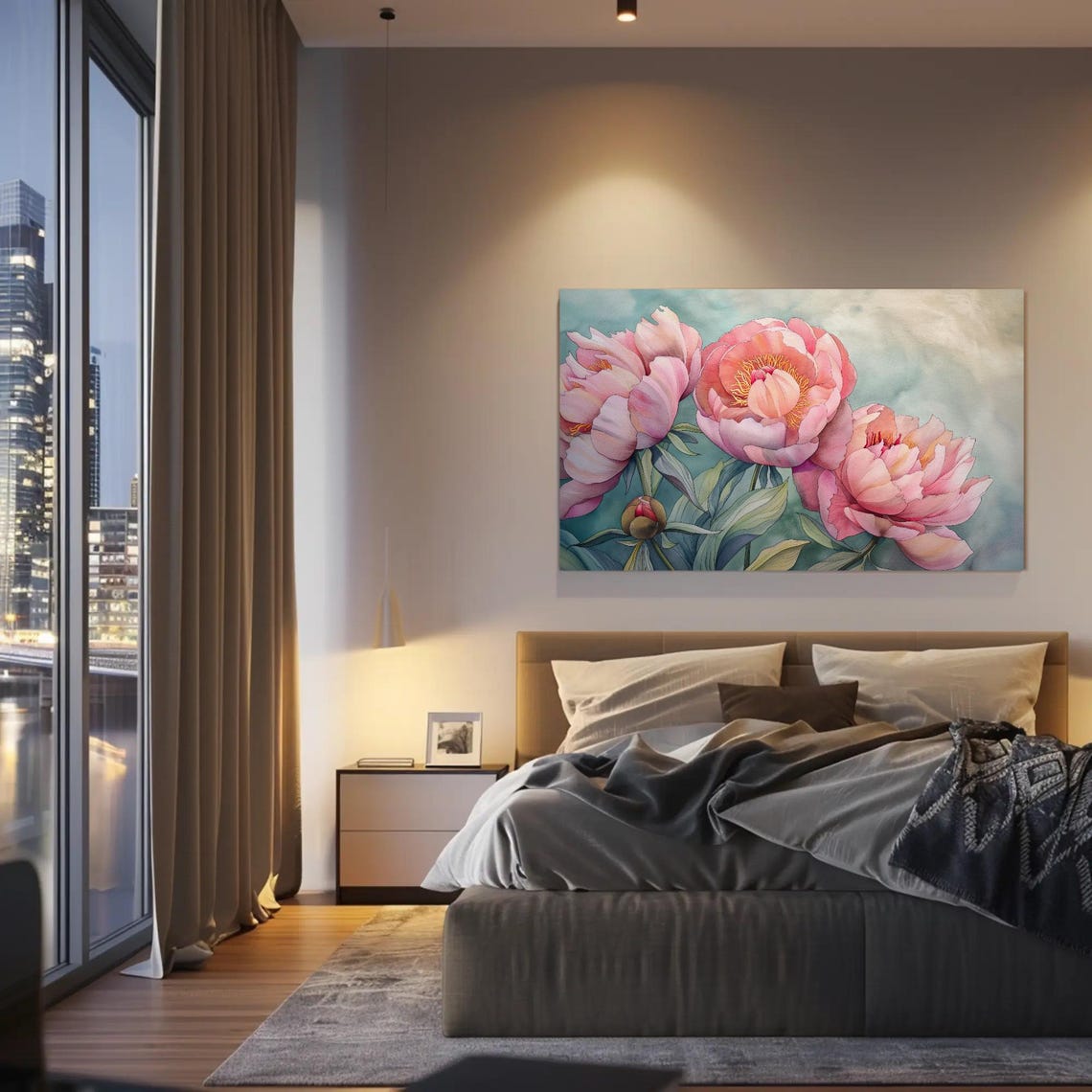 Blush Pink Peonies Watercolor Soft Romantic Floral Bloom Poster - Image 2