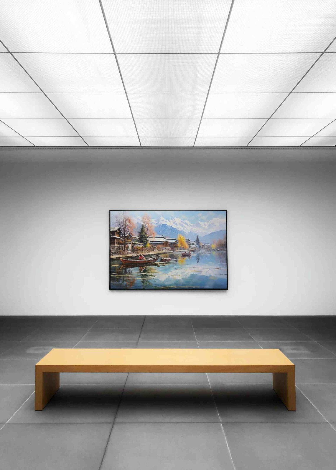Kashmir Dal Lake Landscape, Oil Painting Art Print - Image 4