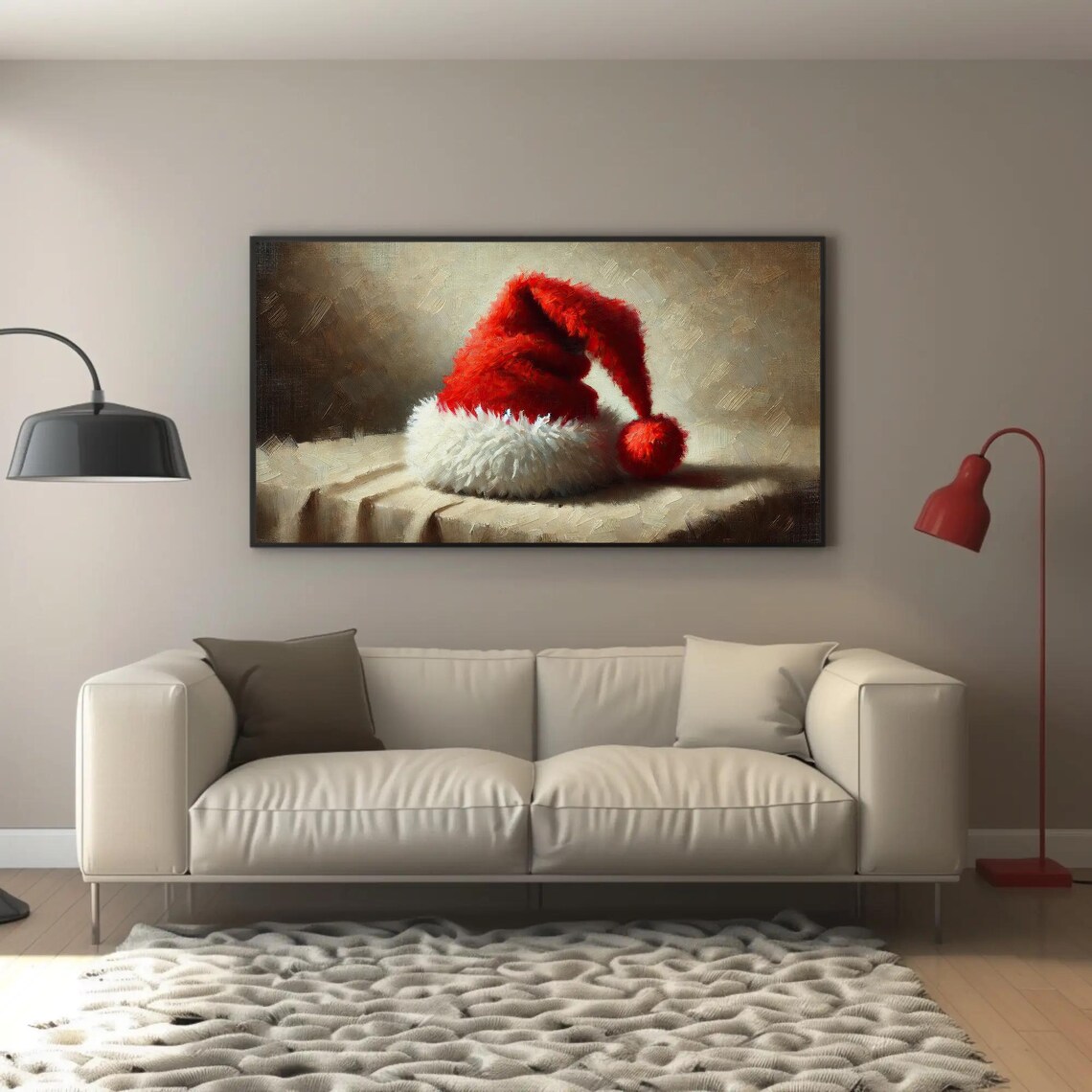 Rustic Christmas Santa Hat Holiday Decor Art Print - Image 5