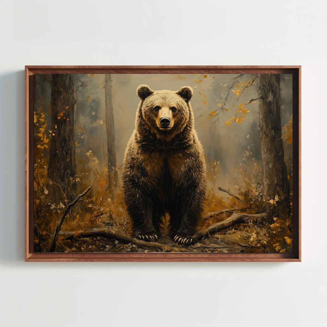 Rustic Grizzly Bear Wildlife Art Print, Cabin Decor