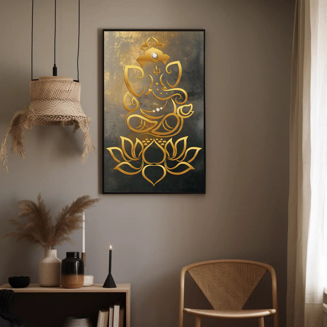 Lord Ganesha Minimalist Abstract Hindu Deity Art Print - Image 2
