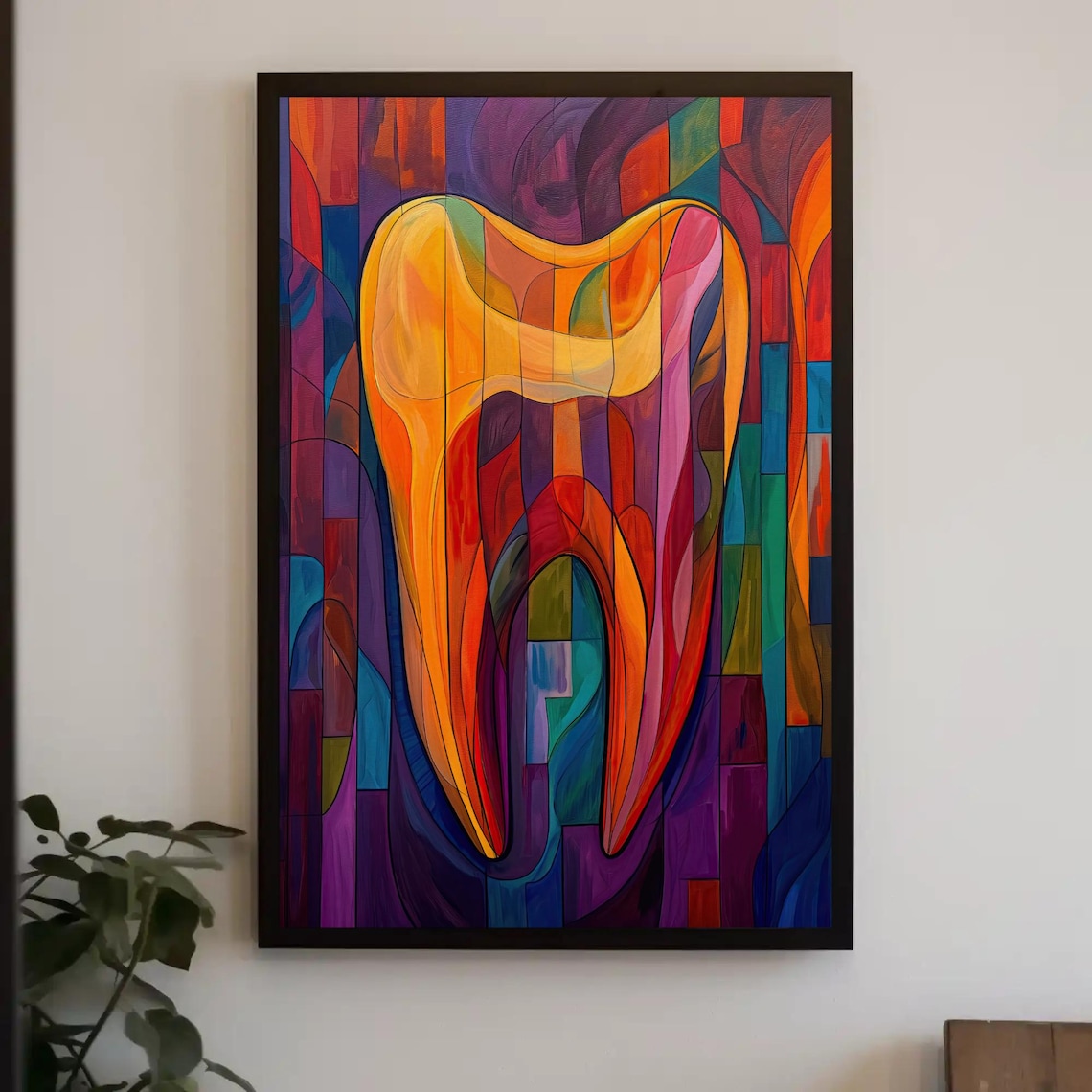 Abstract Tooth Rainbow Stained Glass Style Dental Clinic Office Poster