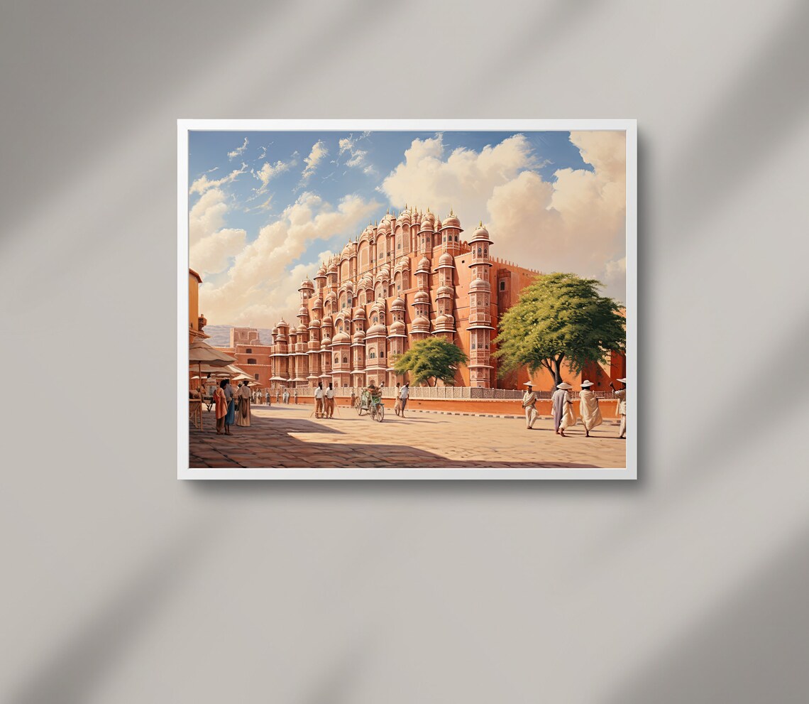 Hawa Mahal Palace Jaipur India Heritage Landmark Painting Poster - Image 2
