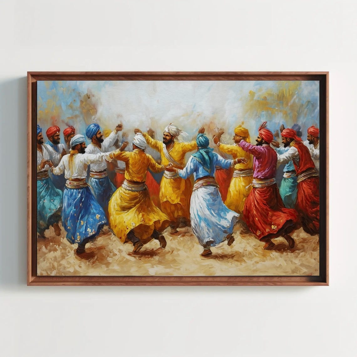 Punjabi Bhangra Dancers In Colorful Turbans Celebration Poster