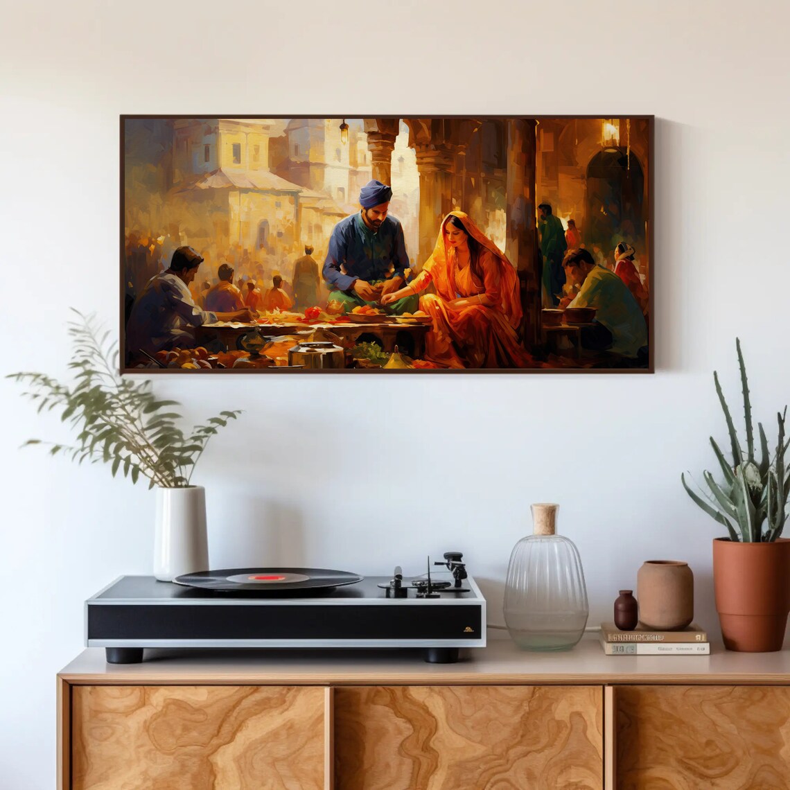Punjabi Couple in a Bazaar, Indian Art Print - Image 2