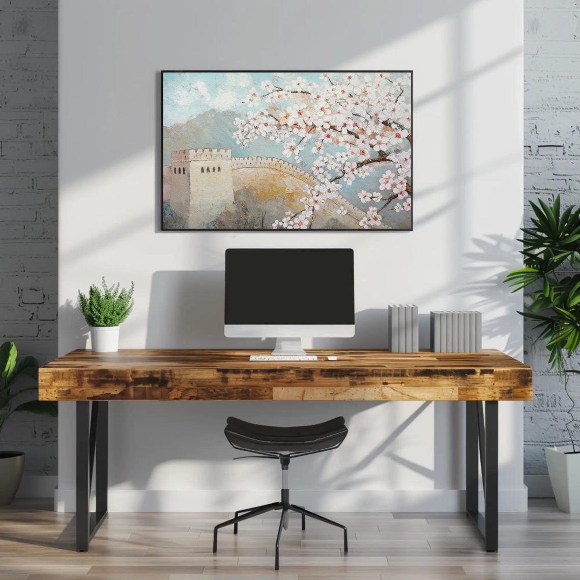 The Great Wall of China Framed by Spring Cherry Blossoms Poster - Image 3