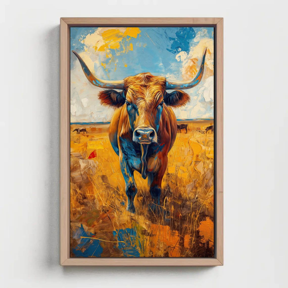 Majestic Texas Longhorn Standing In A Golden Prairie Field Poster - Image 2