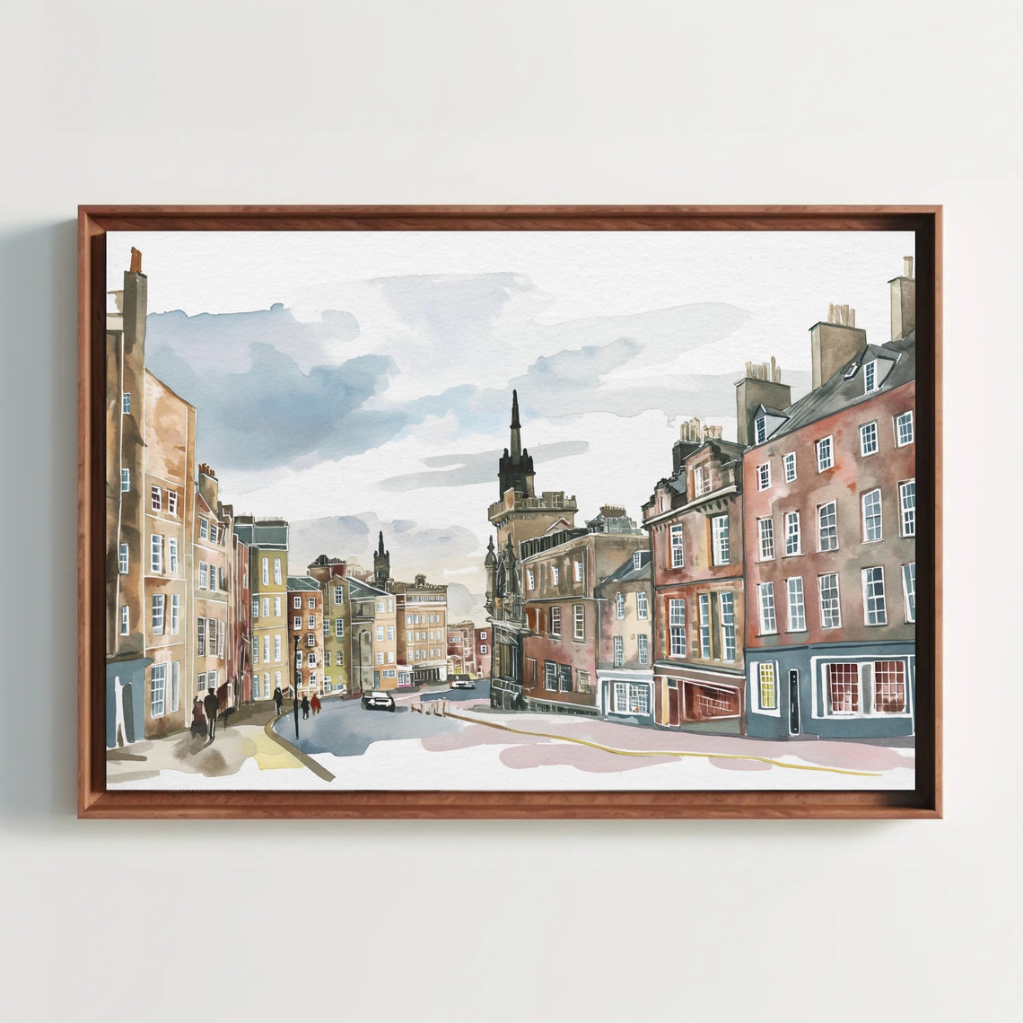 Edinburgh Old Town Street Historic Scotland Watercolor Poster