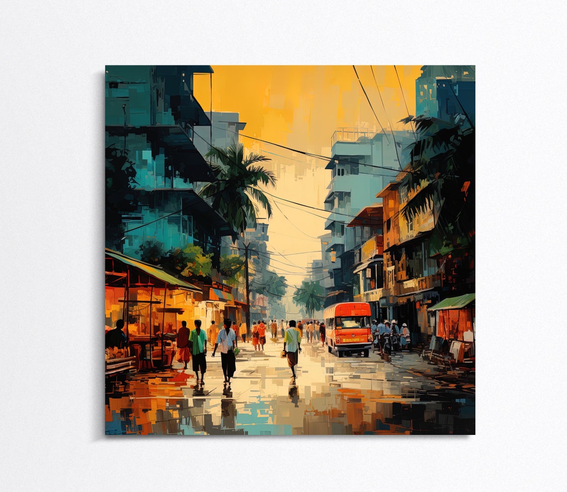 Bangladesh Street Art Dakha Art Print Bangladesh Wall Decor Bangladesh Painting Bangladeshi Home Decor