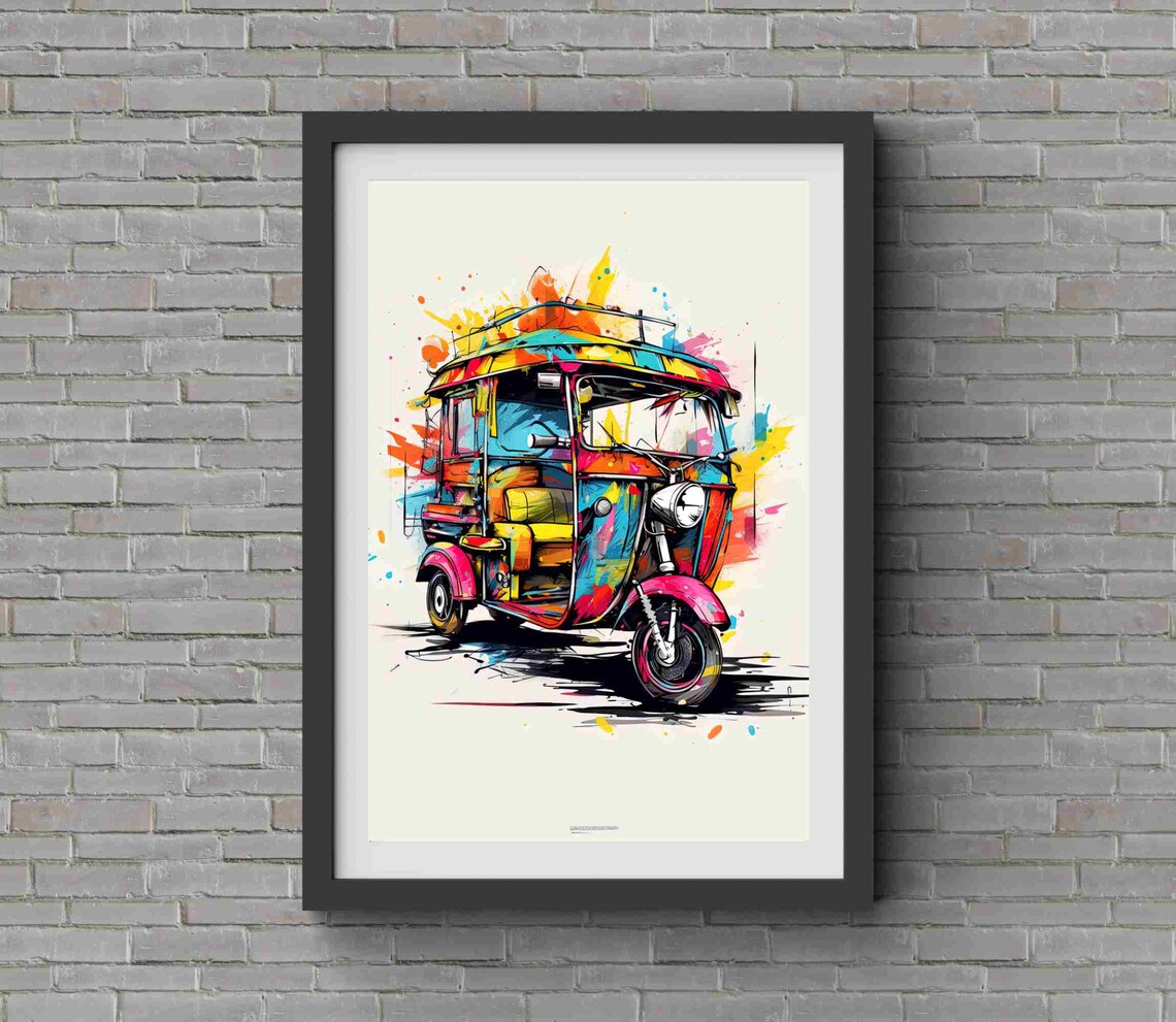 Auto Rickshaw India Art Print, Indian Travel Decor - Image 3