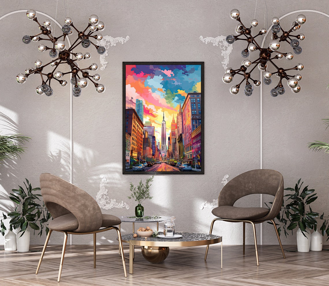 New York City Street Scene With Empire State Building Pop Poster - Image 3