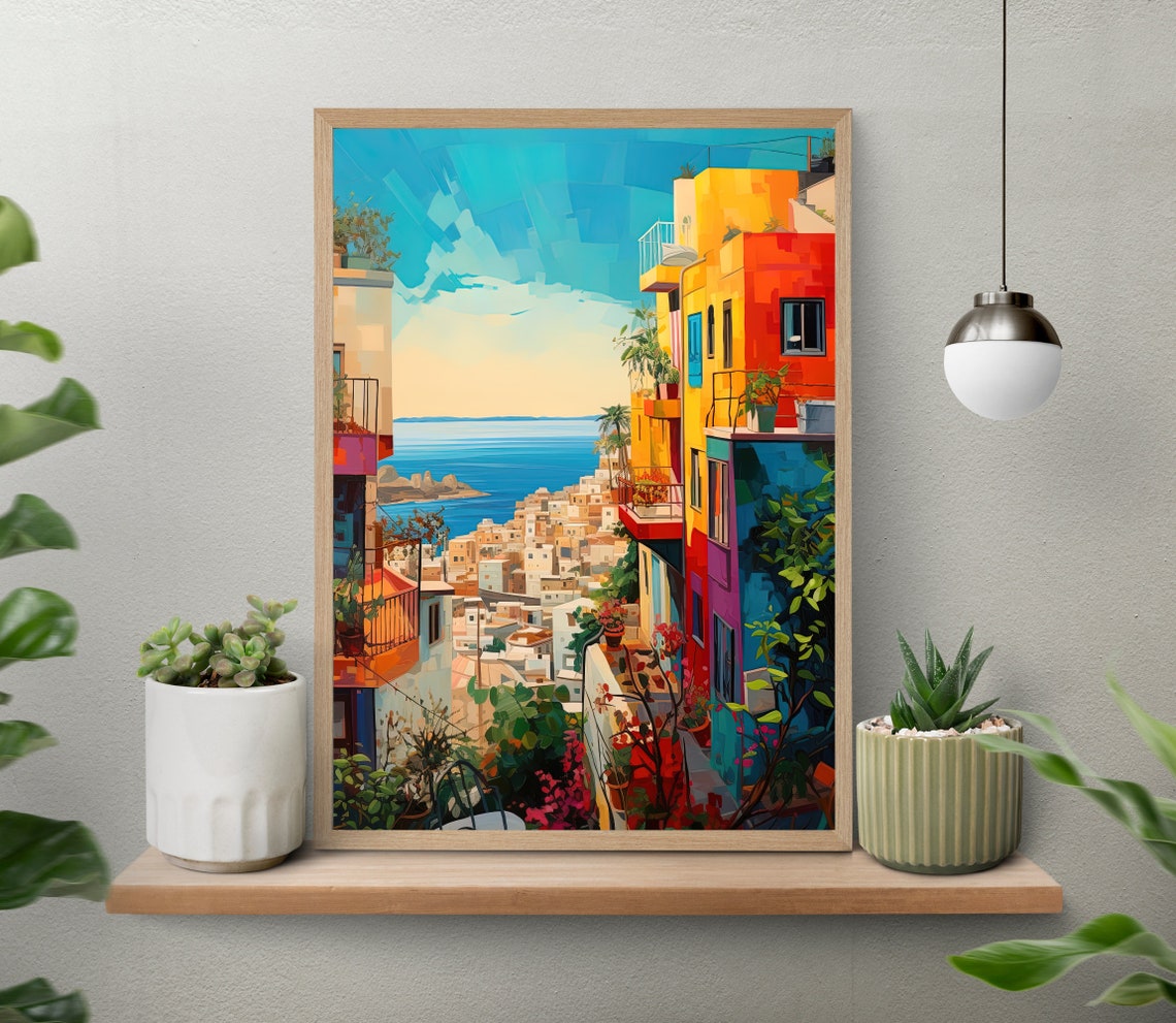 Beirut Colorful Hillside Town Mediterranean Sea View Travel Poster - Image 5