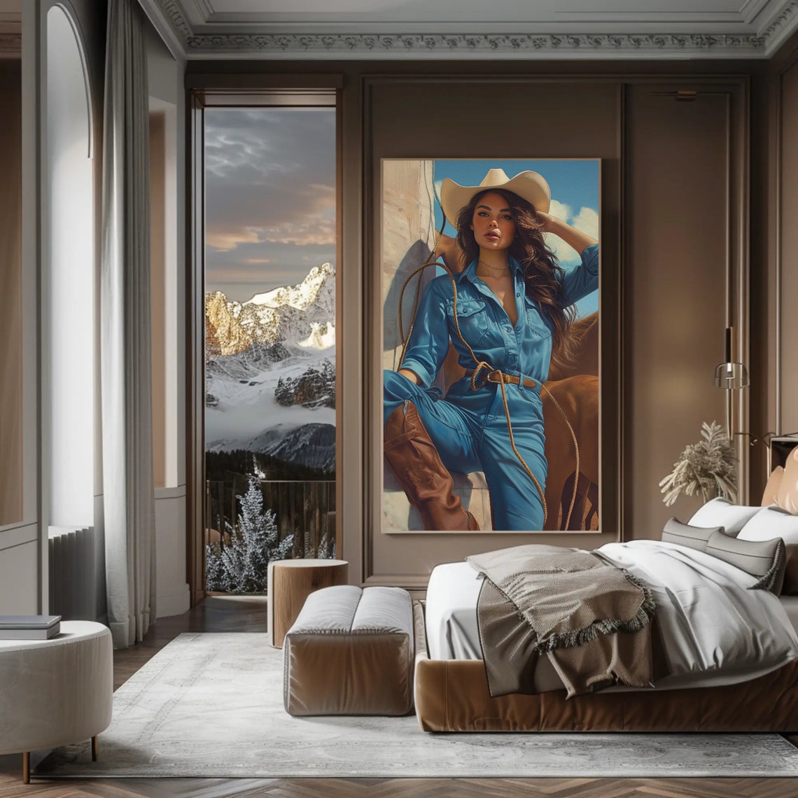 Beautiful Cowgirl In Denim With Horse Western Ranch Art Poster - Image 5