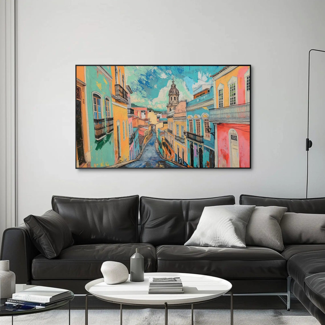 Streets Of Salvador Bahia Oil Painting Wall Art Brazilian Gift Brazilian Landscape Print Brazil Travel Poster Ready To Hang - Image 2