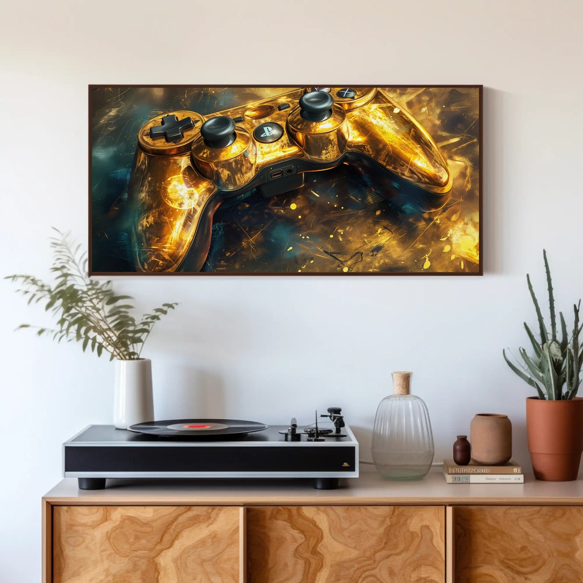 Golden Game Controller Luxury Style Gamer Room Decor Art Poster - Image 4