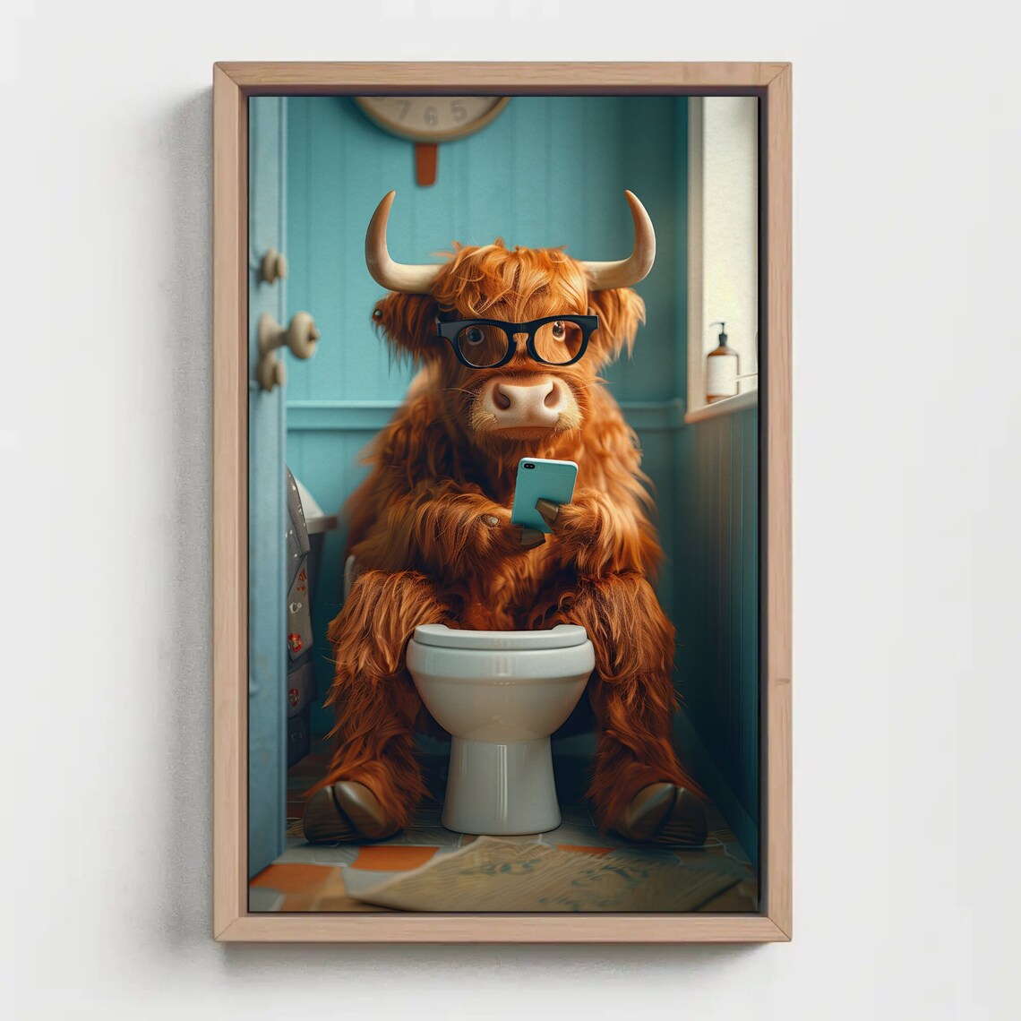 Highland Cow Bathroom Art Print, Toilet Humor