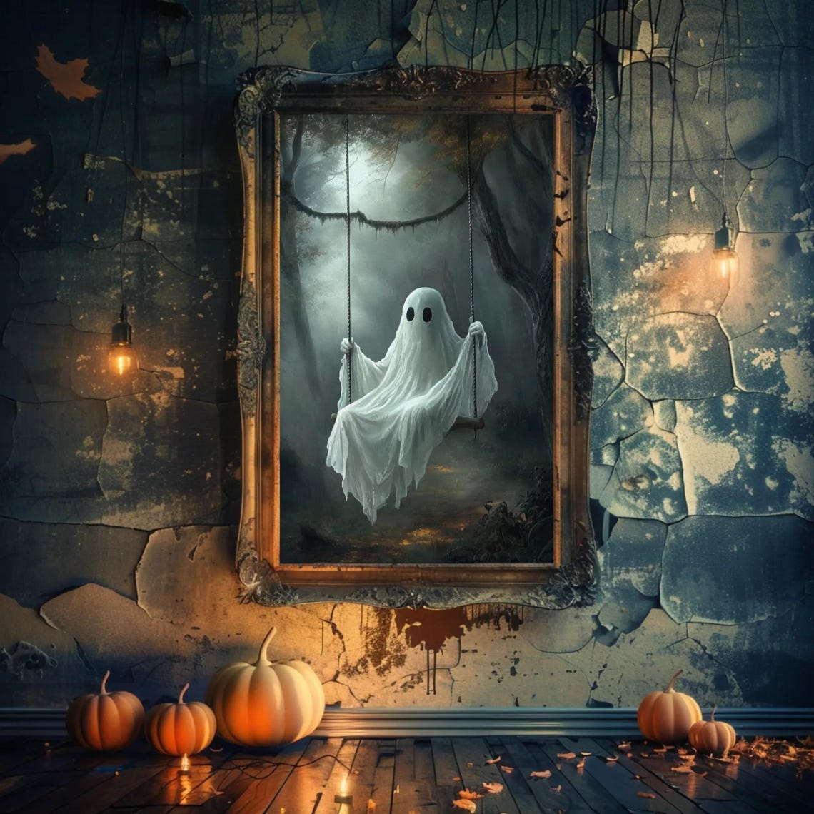 Ghost Rope Swing Misty Forest Ethereal Dreamy Spooky Halloween Poster - Image 5