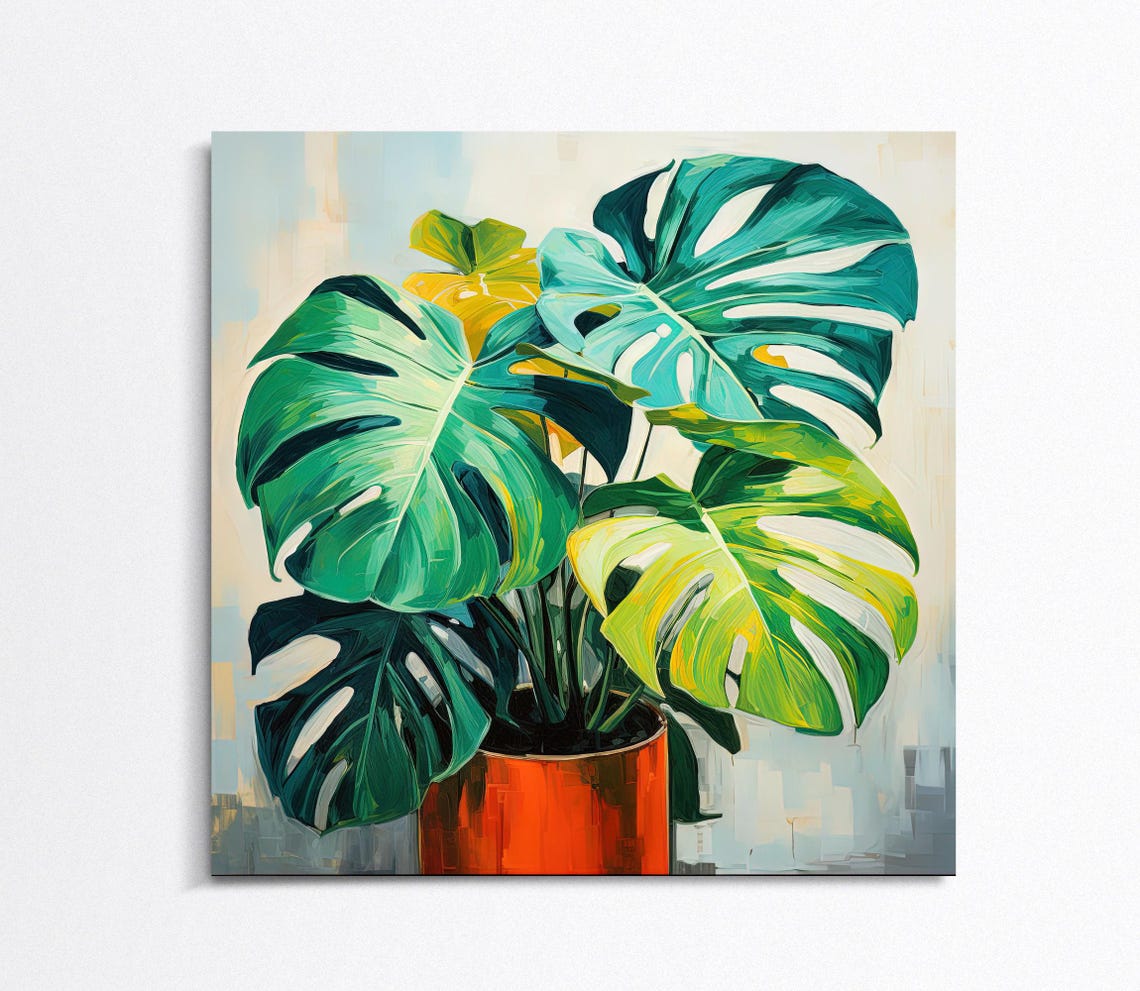 Monstera Deliciosa Potted Plant Green Leaves Botanical Poster - Image 5