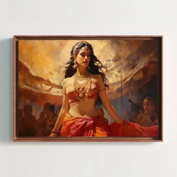 Beautiful Indian Dancer Illustration Mujra Dance Performance Art Indian Wall Art Ready To Hang