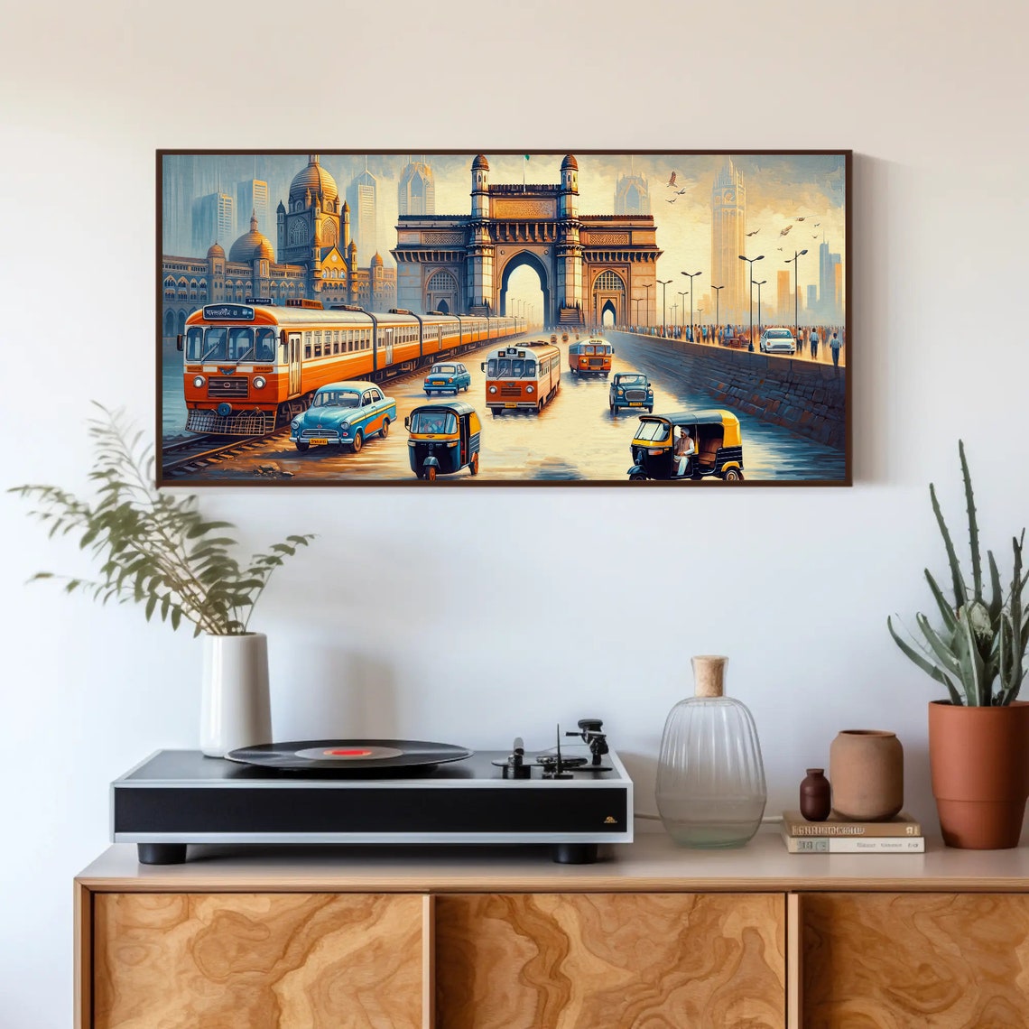Mumbai Gateway Of India Busy Street Train Rickshaw Travel Poster - Image 5