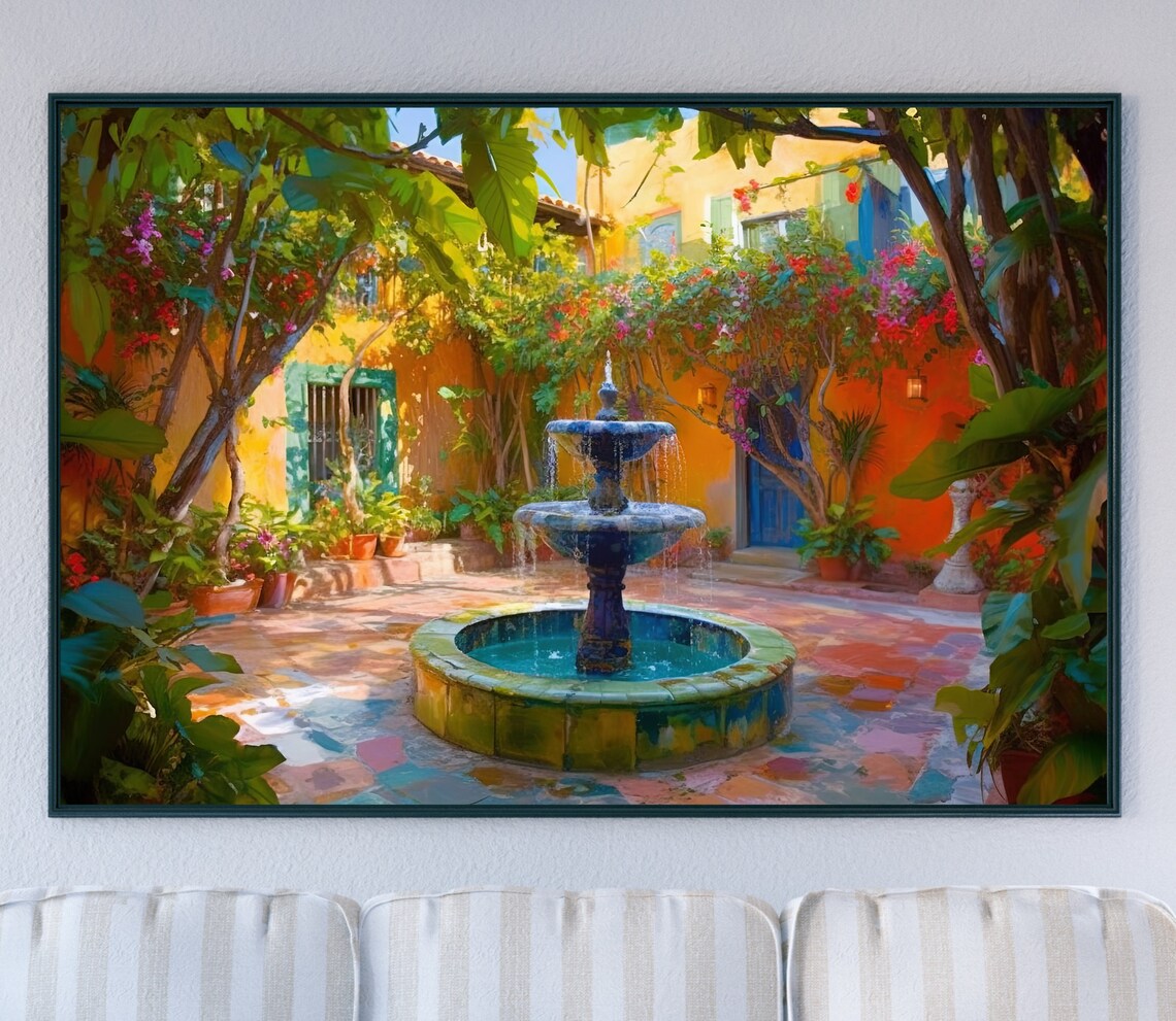 Mexican Backyard Garden Art Print, Colorful Decor - Image 5